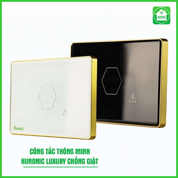 Công Tắc Chống Giật Bình Nóng Lạnh Thông Minh Luxury 1 công tắc chống giật hunonic luxury