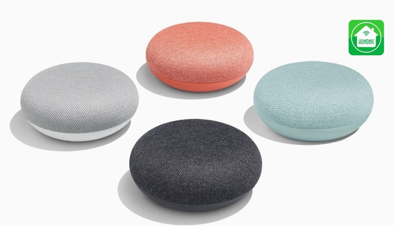 Loa Google Home Mini được thiết kế theo dạng tròn dẹp có tính thẩm mỹ cao