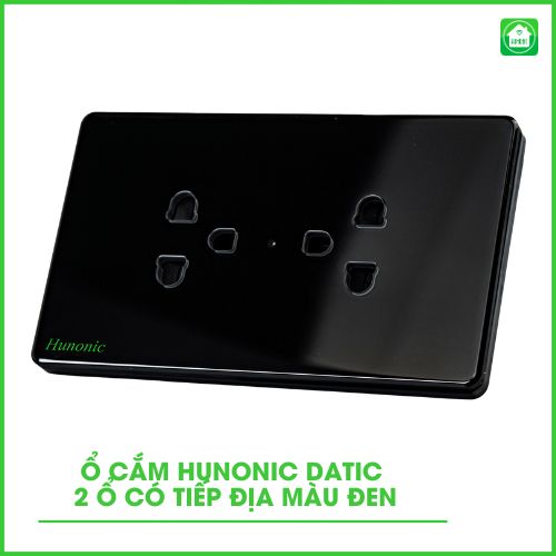 Ổ Cắm Hunonic Datic Có Tiếp Địa 2 ổ cắm hunonic datic đen