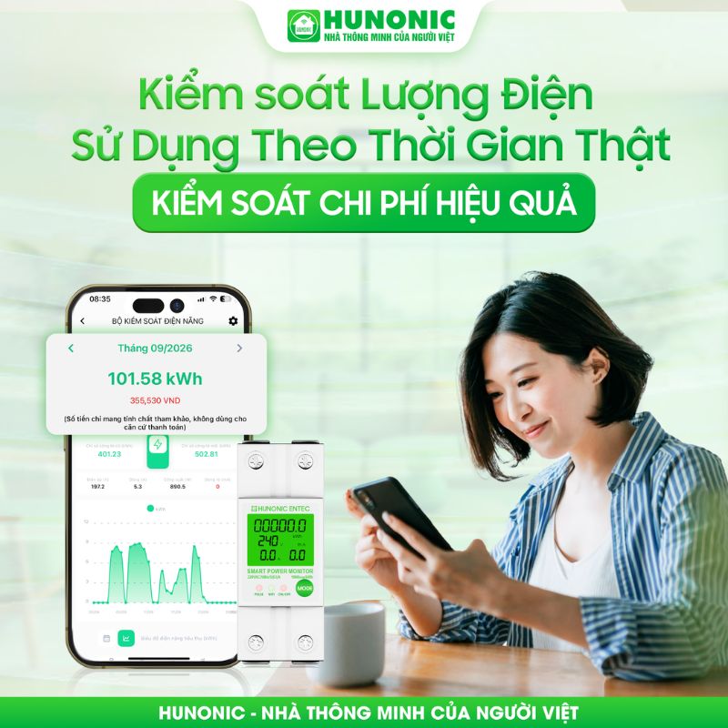 Bộ Kiểm Soát Điện Năng Thông Minh Wifi HUNONIC ENTEC 24 tinh nang hunonic entec moi1