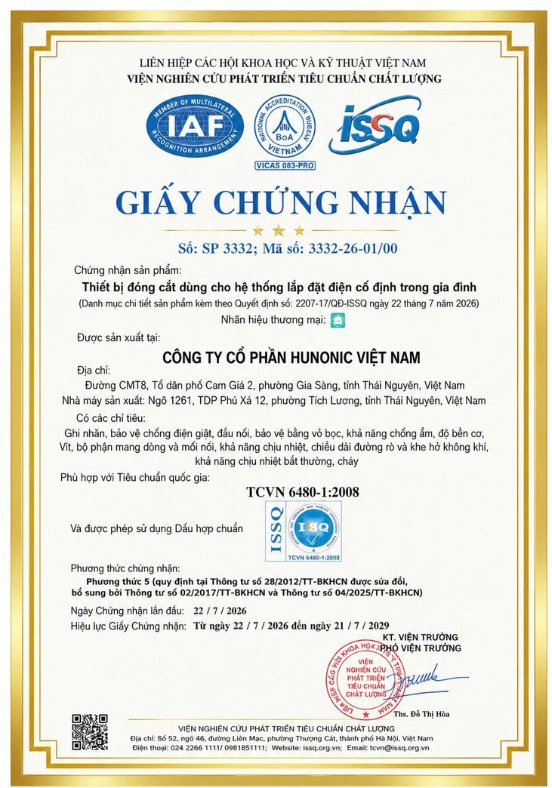 chung nhan tcvn hunonic 1